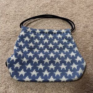 THE SAK Blue and White Star Knit Shoulder Bag